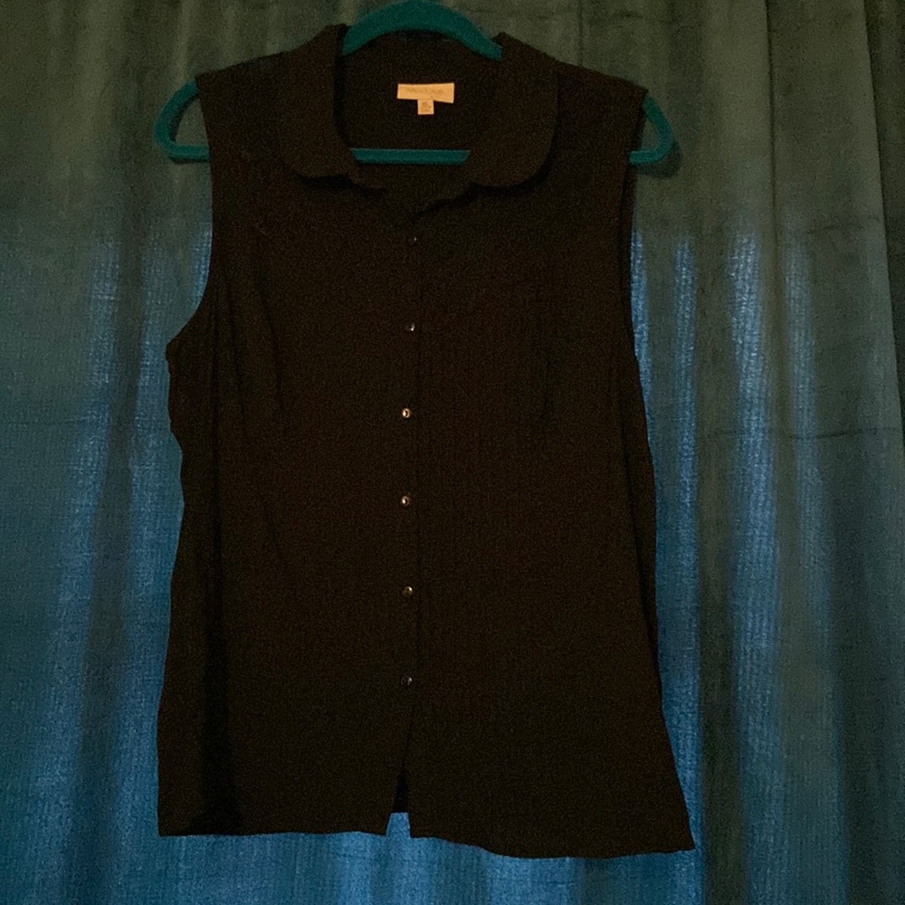 ModCloth black collared top with lace
